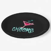 マルティーニ語-アルコールドポップ・アートのリンクアート、ピンク&ターコイズ ペーパープレート (アングル)