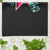 マルティーニ-アルコール飲み物のポップアート、ピンク及びターコイズ キッチンタオル (折り畳み)