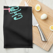 マルティーニ-アルコール飲み物のポップアート、ピンク及びターコイズ キッチンタオル (四つ折り)