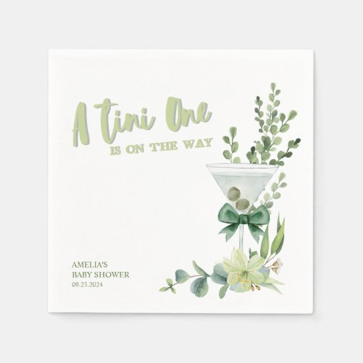 マルティーニ・エスプレッソ緑男女兼用の赤ちゃんシャワー スタンダードカクテルナプキン (正面)