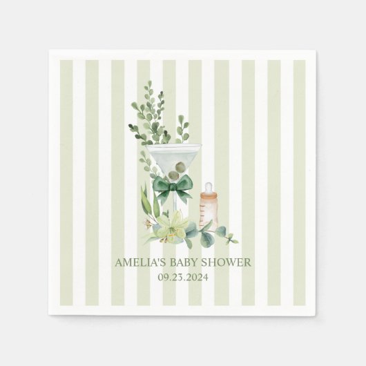 マルティーニ・エスプレッソ緑男女兼用の赤ちゃんシャワー スタンダードカクテルナプキン (正面)