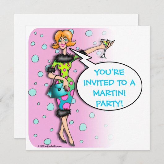 マルティーニ-カクテルパーティの招待状 招待状 (正面/裏面)