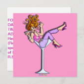 マルティーニ·グラス（赤）のパーティの招待状 招待状 (正面/裏面)