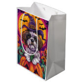 マルティ不気味ツドッグハロウィーン魔女とカボチャ ミディアムペーパーバッグ (裏面アングル)