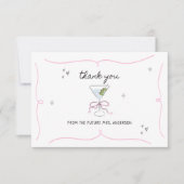 マルティ図解入りの、写真付きのニガラスブライダルシャワー サンキューカード (正面)