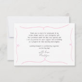 マルティ図解入りの、写真付きのニガラスブライダルシャワー サンキューカード (裏面)