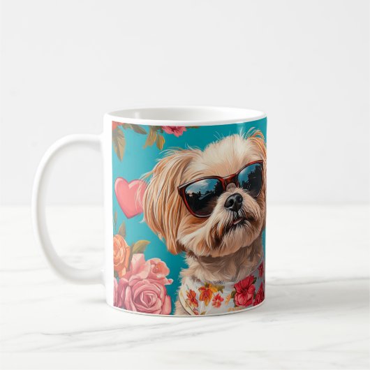 マルティTzuとハートバラバレンタインデー コーヒーマグカップ (左)