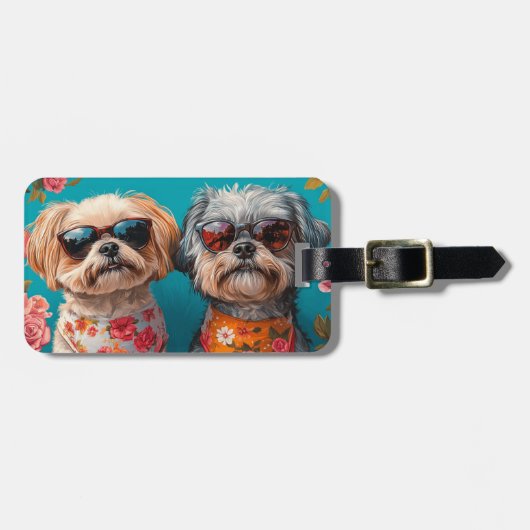 マルティTzuとハートバラバレンタインデー ラゲッジタグ (正面横)