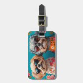 マルティTzuとハートバラバレンタインデー ラゲッジタグ (正面縦)