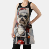 マルティTzu犬オートバイクリスマスに乗る エプロン (インサイチュ)