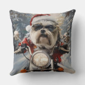 マルティTzu犬オートバイクリスマスに乗る クッション (裏面)