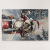 マルティTzu犬オートバイクリスマスに乗る ジグソーパズル (横)