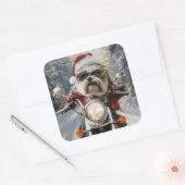マルティTzu犬オートバイクリスマスに乗る スクエアシール (封筒)