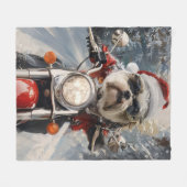 マルティTzu犬オートバイクリスマスに乗る フリースブランケット (正面(横))
