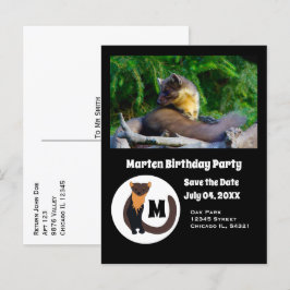 マルテン誕生日パーティー写真モノグラム インビテーションポストカード