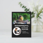 マルテン誕生日パーティー写真モノグラム インビテーションポストカード (スタンド正面)