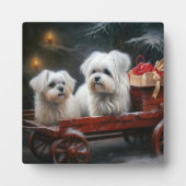 マルテーゼのスノー・スレイ・クリスマス・デコレーション フォトプラーク (正面)