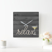 マルテ航海のィーニとリラックス文字で木を縛る スクエア壁時計 (ホーム)