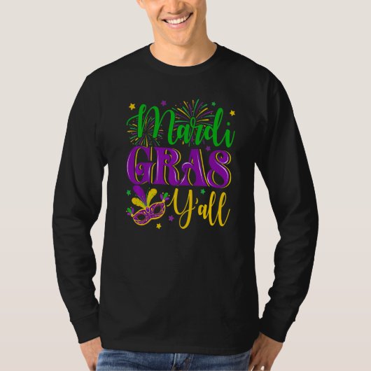 マルディおもしろいグラスイーオールカーニバルマスクお祝いM Tシャツ (正面)