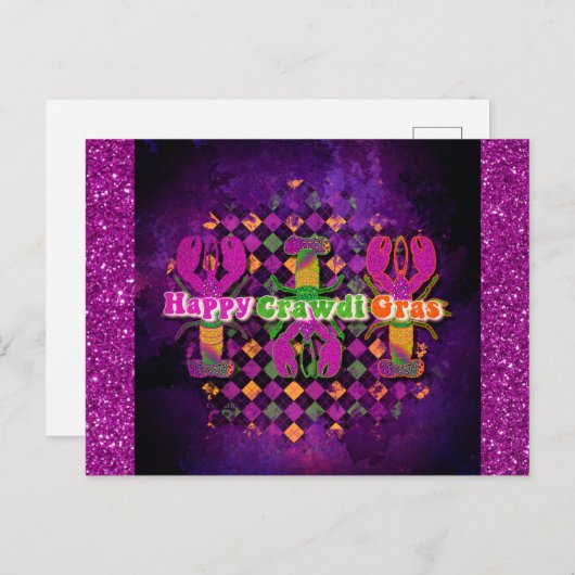 マルディおもしろいグラスクロフィッシュパープル ポストカード (正面/裏面)