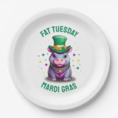 マルディお洒落グラスファット火曜日ヒッポ ペーパープレート (正面)