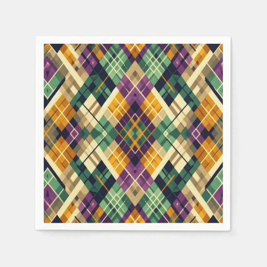 マルディアーガイルグラスイエローパープルグリーン スタンダードカクテルナプキン (正面)