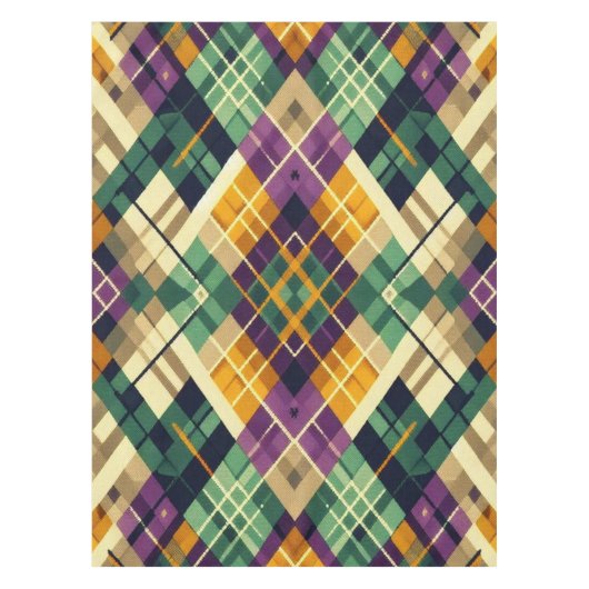 マルディアーガイルグラスイエローパープルグリーン テーブルクロス (正面)