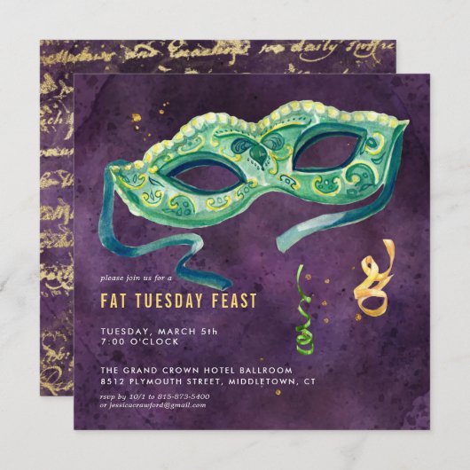 マルディエレガントグラスパーティの招待状 (正面/裏面)