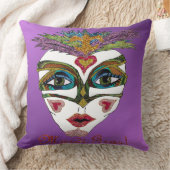 マルディカラフルグラグリッターフェザーマスクパープル クッション (ブランケット)