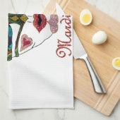 マルディカラフルグラグリッターフェザーマスク キッチンタオル (四つ折り)