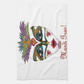 マルディカラフルグラグリッターフェザーマスク キッチンタオル (縦)