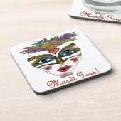 マルディカラフルグラグリッターフェザーマスク コースター (左側)