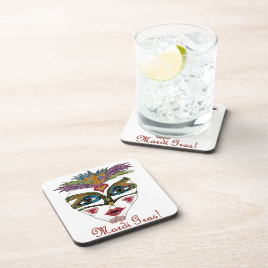 マルディカラフルグラグリッターフェザーマスク コースター (右側)