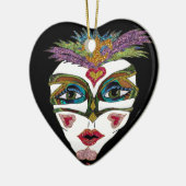 マルディカラフルグラグリッターフェザーマスク セラミックオーナメント (左)