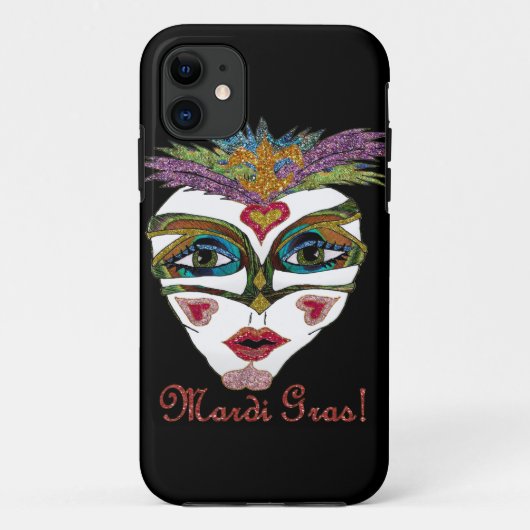 マルディカラフルグラグリッターフェザーマスク Case-Mate iPhoneケース (裏面)