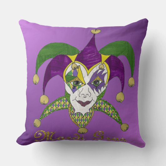 マルディカラフルグラスジェスタースマスクパープル クッション (正面)