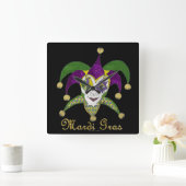 マルディカラフルグラスジェスタースマスク スクエア壁時計 (ホーム)