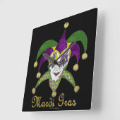 マルディカラフルグラスジェスタースマスク スクエア壁時計 (傾斜)