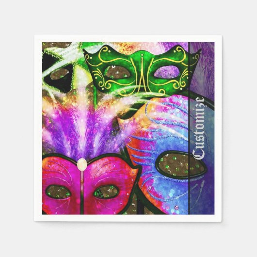 マルディカラフルグラスマスクナプキンス スタンダードカクテルナプキン (正面)