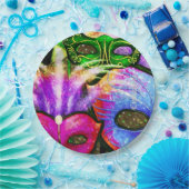 マルディカラフルグラスマスク紙プレート ペーパープレート (パーティー)