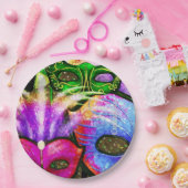 マルディカラフルグラスマスク紙プレート ペーパープレート (パーティー)