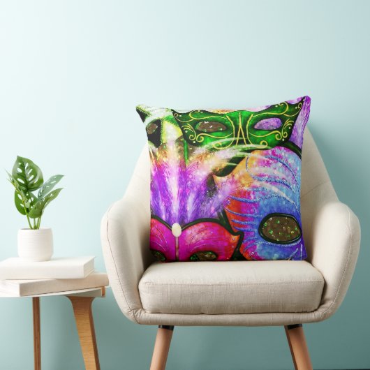 マルディカラフルグラスマスク装飾用クッション クッション (椅子)