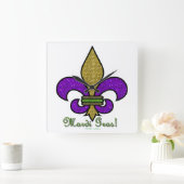 マルディカラフルグラス(紋章の)フラ・ダ・リ スクエア壁時計 (ホーム)