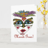 マルディグカラフルラスグリッターフェザーマスク カード (黄色い花)