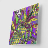 マルディグサイケデリックラのフェザーマスク スクエア壁時計 (傾斜)