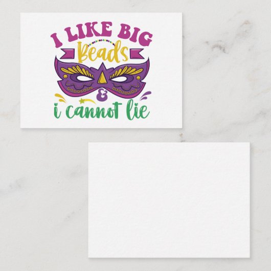 マルディグラおもしろいス私は大きなビーズが好きで、私は嘘をつかない ノートカード (正面/裏面)