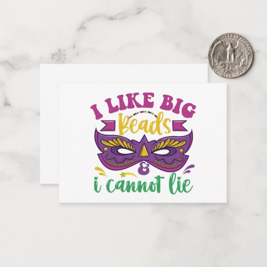 マルディグラおもしろいス私は大きなビーズが好きで、私は嘘をつかない ノートカード (正面/裏面インサイチュ)