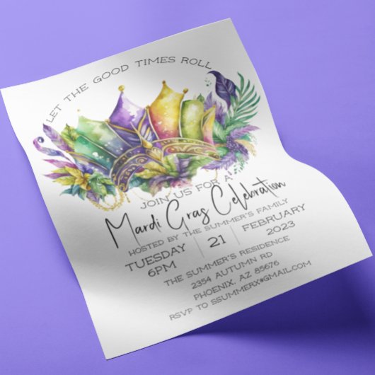 マルディグラお祝いウォーターカラークラウン