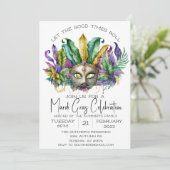 マルディグラお祝いウオーターカラーマスク 招待状 (スタンド正面)