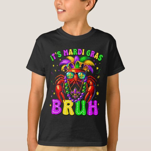 マルディグラだってさ、ブラザー!面白いザリガニの服 少年 Tシャツ (正面)